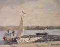 埠頭のスループ船 グロスター・リアリズムの海洋画家ウィンスロー・ホーマー
